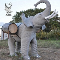 Décoration de parc d'attractions Accessoires pour animaux Artificiel Réaliste Taille réelle Sculpture d'éléphant en fibre de verre