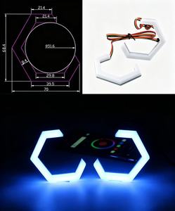 2X ไฟหน้าแบบรีฟิต ฮาโลริง LED RGBW Angel Eye Hex Light DRL BT App Remote 70 มม. - Product Image 1