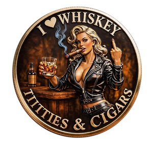 Koin Logam Kenang-kenangan Tema Cerutu Whiskey, Pola Wanita Seksi Vintage, Kerajinan Logam Koleksi, Dekorasi Bar, Suvenir - Product Image 2