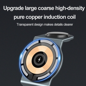 Venta al por mayor de fábrica de aleación de aluminio 3 en 1 soporte magnético para teléfono móvil cargador inalámbrico para <span class=keywords><strong>iPhone</strong></span> 17 16 auricular <span class=keywords><strong>reloj</strong></span> inteligente - Product Image 5