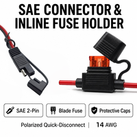 2 Pin 14AWG SAE O-Ring Terminal Wiring Harness 10A 20A Fuse Kabel Ekstensi Baterai PVC Konduktor Tembaga Murni 600MM Otomotif