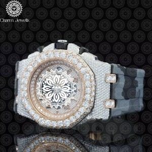 Montre en diamant la plus vendue avec bracelet en caoutchouc, cristal saphir et mouvement à quartz de précision, disponible à prix abordable - Product Image 3