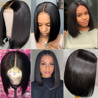 Robe courte bob en dentelle, 13x4, 150%, look naturel, coupe au carré
