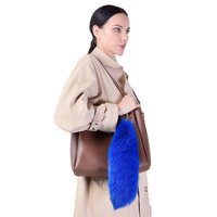 Couleur unie 40cm renard cheveux queue fourrure accessoires femmes sac pendentif voiture porte-clés