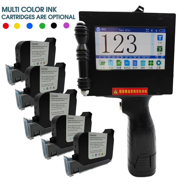 2-50mm Handheld Inkjet Printer CE Certified Quick-drying Ink Multi-color Printing Barcode Printing Portable Date Coding Printer