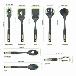 Không dính phụ kiện nhiệt với 11 cái Silicone nhà bếp đồ dùng Set với lưu trữ bi Trung Quốc cooktools màu