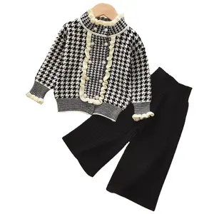 Gavin Yang Girl Sweater Set 2022 Fall Winter New Korean Fashion Long Sleeve Top+Pleated Skirt Toddler Girls Sweater Fall Clothes