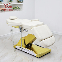 Table de massage électrique professionnelle à 3 moteurs, lit de spa de luxe, table de traitement facial et de tatouage avec commande au pied