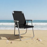 Chaise longue pliable légère en acier pour camping et loisirs, avec accoudoirs en tissu, idéale pour la plage et les barbecues - Vente en gros usine