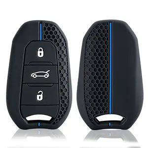 Housse de clé en silicone, porte-clés pour voiture, compatible avec Peugeot 3008 307 308 207 208 407 508 <span class=keywords><strong>206</strong></span> 2008 301 5008, compatible avec Citroën C2 C3 C4 C5 - Product Image 3
