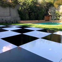ANYCASE Plancher de danse portable noir et blanc en contreplaqué ACS et bords en aluminium pour événements de mariage, extérieur, dalles emboîtables