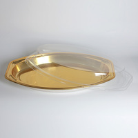 Boîte d'emballage alimentaire en plastique PET recyclé hexagonale transparente dorée pour pain, tiramisu, option de logo personnalisé, quatre croissants