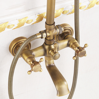 Ensemble de douche en laiton bronze antique avec robinet de pluie apparent pour salle de bain
