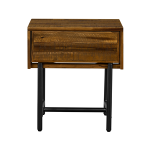 Cusco Rustic Acacia Single Drawer Nightstand Wood And Metal Frame Bedroom <b>Storage</b> - Product Image 6