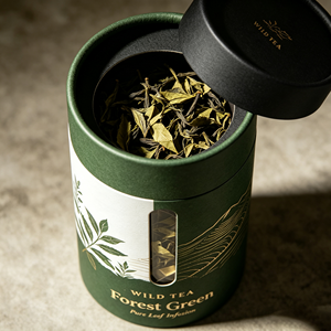 Tubo de papel premium con ventana transparente de PVC para té y café a granel, cilindro de cartón reciclable para empaque de regalo. - Product Image 4