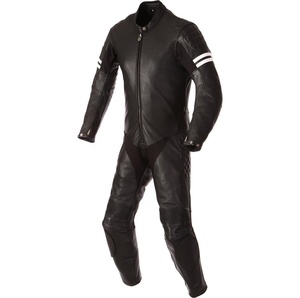 Blouson de moto vintage en cuir avec empiècements extensibles, coupe-vent et durable, idéal pour la conduite haute performance - Product Image 1