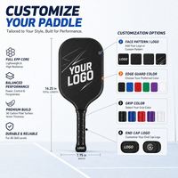 Raquette de pickleball en fibre de carbone, forme allongée, surface haute adhérence en cuir, protection de bord injectée de mousse de 20 mm d'épaisseur, conforme USAPA
