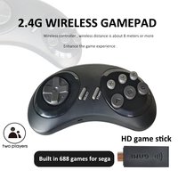 Console de jeu portable HD TV avec manette sans fil 2.4G, 688 jeux rétro, résolution 4K, prend en charge le téléchargement et le sauvegarde des progrès de jeu