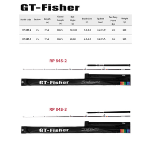 Canne à pêche ECOODA GT-FISHER Series Rainbow RP 8'4\" pour la pêche au thon, poids de l'appât 40-100g, canne à pêche spinning, puissance de freinage 20KG, canne à pêche pour gros poissons - Product Image 5