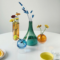Vase en verre hydroponique de luxe léger pour la maison, petit vase transparent pour fleurs séchées, ornements
