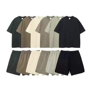T-shirt personalizzata da uomo oversize tinta unita Shorts manica t-shirt da uomo sottile estate due pezzi <span class=keywords><strong>Set</strong></span> di <span class=keywords><strong>abbigliamento</strong></span> - Product Image 1