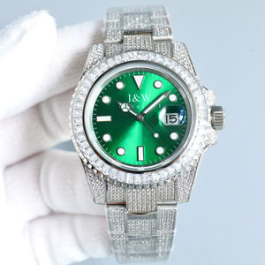 <span class=keywords><strong>Reloj</strong></span> de Acero Inoxidable con Incrustaciones de Diamantes Moissanite, Piedras Preciosas <span class=keywords><strong>Sueltas</strong></span> Redondas para Hombre, Esfera de Cristal de Zafiro, Cierre de Mariposa - Product Image 3