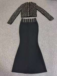 Conjunto de Dos Piezas de Moda para Mujer, Personalizado de Fábrica OEM, de Poliéster de Lujo, <span class=keywords><strong>con</strong></span> Manga <span class=keywords><strong>Larga</strong></span> Curva y <span class=keywords><strong>Falda</strong></span>, Estilo Casual - Product Image 3