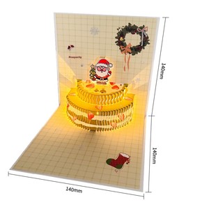 Tarjeta de Felicitación 3D con Luz Musical y Diseño de Pastel de Cumpleaños, Material de Papel, para Navidad y Cumpleaños - Product Image 6