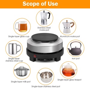 Piastra Elettrica Portatile 500W, Fornello Elettrico da Campeggio a Basso Consumo, Singolo Fornello per Riscaldare Latte, Acqua e Caffè - Product Image 6