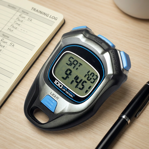 Chronomètre numérique à mémoire de 100 tours WT058, minuteur sportif avec fonction d'alarme et de comptage des pas pour l'entraînement à la course - Product Image 1