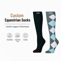 Chaussettes d'équitation personnalisées avec logo, respirantes, en maille renforcée, à rayures argyle multicolores