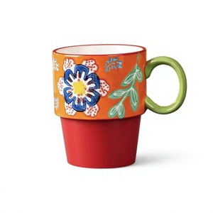 Lot de tasses à café en céramique empilables style dessin animé, capacité 370 ml, pour fêtes, usage domestique, couple, compatibles lave-vaisselle et micro-ondes, personnalisables - Product Image 6