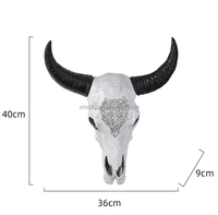 Décoration murale pour la maison tête de vache taureau décor résine Halloween réaliste Statue squelette tête d'animal tête de taureau tenture murale décor