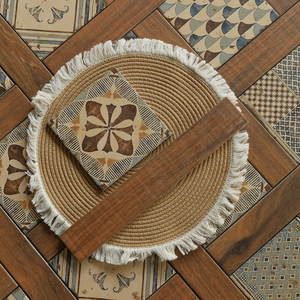 Piastrelle in stile medievale con motivo floreale, piastrelle effetto legno retrò per cucine, balconi, sale da tè, caffetterie, case vacanza, ingressi. - Product Image 1