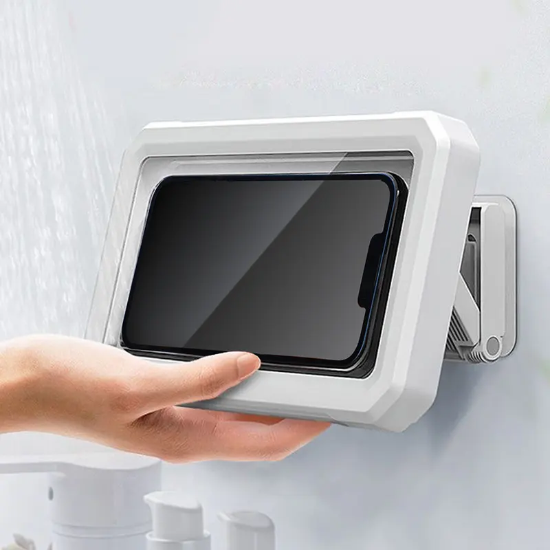 Waterproof Cell Phone Shelf Shower Holder Easy Installation Sticker Wall Mount Shower Phone Holder
