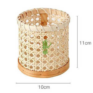 Handwoven Bamboo Rattan <b>Pen</b> <b>Holder</b>, Natural <b>Desk</b> Organizer <b>for</b> Office, Home Decor and Makeup Brush Storage - Product Image 2