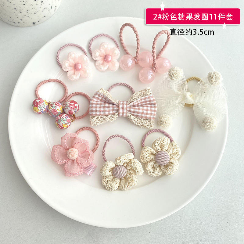 5 pink hair ropes 11 - piece set