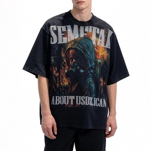 T-shirts à col rond 100% coton, t-shirt personnalisé avec graphisme en strass pour hommes, t-shirt de haute qualité surdimensionné, effet délavé à l'acide - Product Image 1