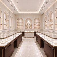 Aménagement de boutique de bijoux haut de gamme, comptoir d'exposition en verre sur mesure, design de décoration intérieure pour boutique de bijoux de détail