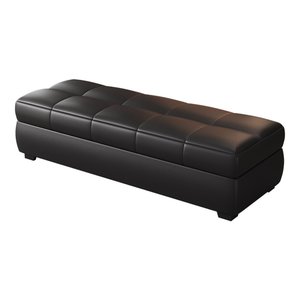 Banco Otomano Moderno con Espacio de Almacenamiento, Tapizado en Cuero PU Negro, Asiento de Sofá con Múltiples Espacios de Almacenamiento para Salón o Tienda - Product Image 3