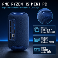 Mini PC Ryzen 5 EXR1, processeur Radeon 760M, DDR5 5600MHz, 64 Go, 2x M.2 NVMe, 2.1 DP 1.4, 2.5G RJ45, 1.8KG, Windows 11, Linux