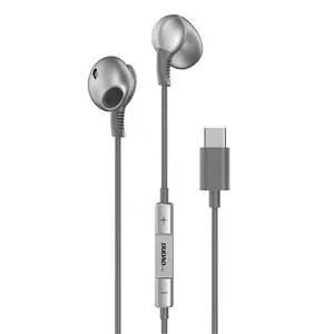 DUDAO resmi toptan CE RoHS Type tipi C fiş mikrofonlu kulaklıklar ses kontrolü kablolu oyun kulak içi kulaklık tip-c