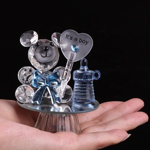 Petit ours en cristal avec Base lumineuse Led, Souvenirs de baptême pour garçon, idée de <span class=keywords><strong>cadeau</strong></span> - Product Image 3