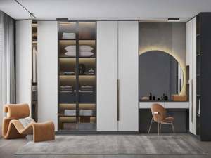 Contemporary Minimalist Flat-Panel <b>Wardrobe</b>, Space-Saving Design - Product Image 4
