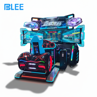BLEE Machine de jeu de course automobile à succès, 1 joueur, trois grands écrans, équipement vidéo de course avec mouvement pour parc d'attractions