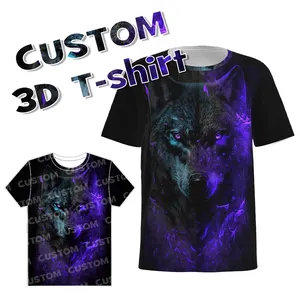 2024 Grote Maat Mannen Ontwerp T-Shirt Custom Sublimatie Bedrukt 3d Dier Logo Print T-Shirts