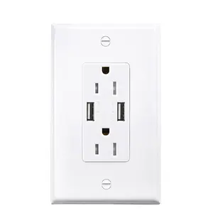 15-Amp usb plugs Charger socket Tamper Resistant Duplex Receptacle USB wall outlet socket with screw cover ' ETL Listedplate