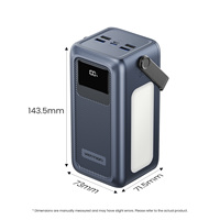 Banco de Energía Portátil Vention con Pantalla LED, Alta Capacidad de 50000 mAh, Carga Rápida, para Camping, con Luz