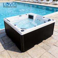 Bain à remous commercial en acrylique 6 places, spa extérieur avec 48 jets d'hydrothérapie, double chauffage 3KW pour hôtel, complexe hôtelier, villa, carré 2000mm