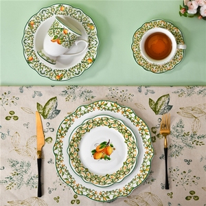 Vaisselle en porcelaine avec couronne de citron OEM ODM Vaisselle intérieure pour la maison et la cuisine Assiette Tasse et soucoupe Tasse Bol Ensemble de vaisselle en céramique - Product Image 2